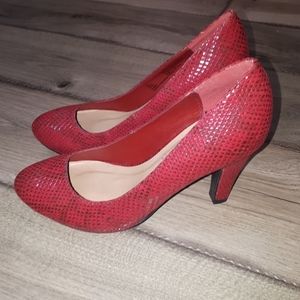 Red snake skin jessica heels